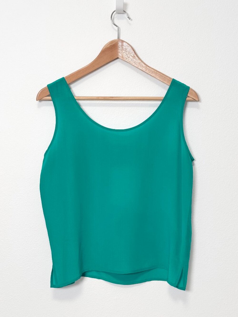 NWT Vintage 90s Jennifer Moore 100% Silk Jade Green Tank Top Size Small